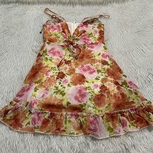 Skylar + Madison Floral Pink and Brown Dress